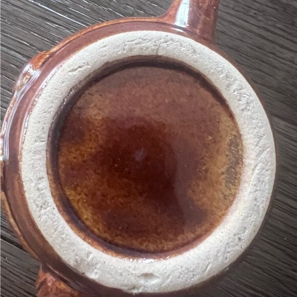 Vintage Boho Owl Teapot Brown Glazed Ceramic 70s Owl 1 Cup w/ Lid 5 3/4" Tall - Picture 10 of 11